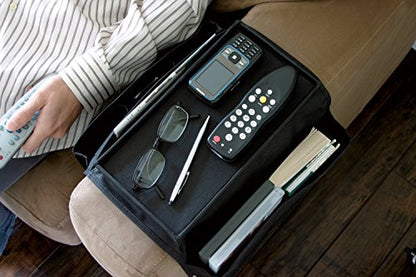6 Pockets TV Remote Control Organizer, Home Sofa Console Folding Table Slipcover Drapes Over Arm Caddy Holder Desk Chair Armrest Hanging Storage Bag for Cellphone,Tray,Tea Cup,Pen,Magazine& Snacks
