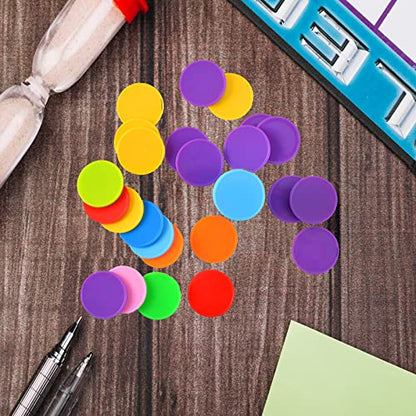 DLUGOPIS 100 Pcs 1 Inch Dry Erase Tokens Game Tokens Set Dry Erase with A Storage Box and 4 Wipes Reusable Game Discs for Tabletop Games DIY Plastic Counters Chips 1 Inch - size: 1 Inch