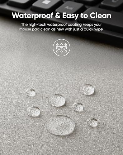 Reniteco Waterproof Large Gaming Mouse Pad with Durable Stitched Edges, Non-Slip Rubber Base, Grainy Jacquard Mouse Mat Desk Pad for Home Office Gaming, 31.5''x11.8''x0.12'', Matte Beige - color: Matte Beige, size: 31.5''x 11.8''x0.12"