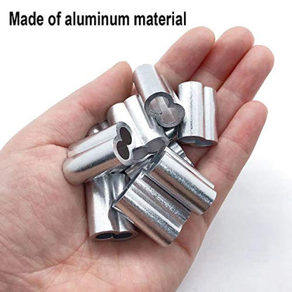 Pack of 50 Aluminum Crimping Loop Sleeve Cable Crimp for 1/4 inch Diameter Double Ferrule Wire Rope and Cable (6mm)