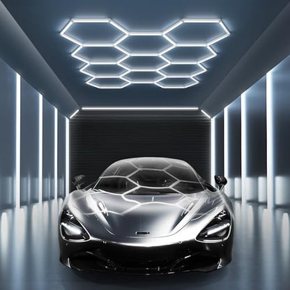 MODERN 11 Hexagon LED Garage Light, Ultra-Bright 6500K Natural White, 11 Grids for Garage, Mall, Shop, and Auto Detailing. - size: 11 HEX without Border