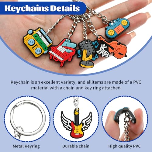 Keychains Bulk,Funny Key Chain for Prizes Incentives Holiday Gifts Birthday Party Favors - color: 22pcs Music Keychains