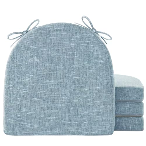 IPYNBAP Chair Cushions for Dining Chairs, Kitchen Chair Cushions, 16'' x 16'' x 2'', Non Slip Indoor Seat Cushions, Chair Pads for Dining Chairs with Ties & Removable Cover, Set of 4, Light Blue - color: Light Blue, size: 4 Count(Pack of 1)