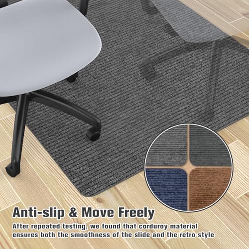 Placoot Desk Chair Mat for Hardwood Floor & Tile 55"x35" Office Chair Mat for Rolling Chairs Large Anti-Slip-Recyclable Material Computer Chair Mat Rug for Office/Home - color: Corduroy-grey, size: 55"x35"