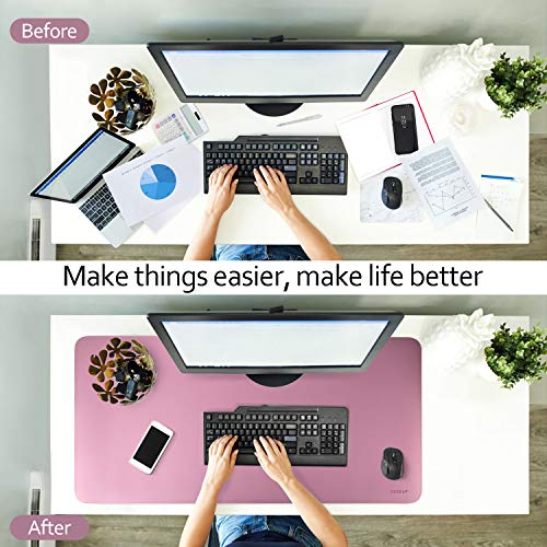 Purple/Pink Dual Sided PU Leather Desk Pad, Upgraded Sewing Laptop Mat, Waterproof Large Mouse Pad, Non-Slip Writing Kids Painting Mat Desk Blotter Protector for Office/Home 31.5"x15.8" (80x40cm) - color: Mauve Purple/Sakura Pink