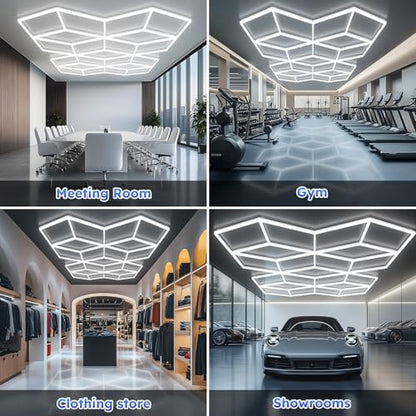 Large Hexagonal LED Lights - Overstock Hexagonal Lights for Garages, Stores, Conference Rooms, Auto Repair Shops - size: Hexagonal
