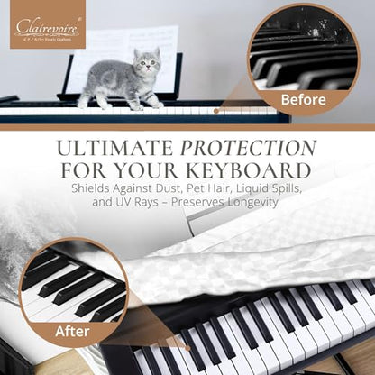 Clairevoire Digital Piano Cover, Piano Keyboard Covers -Protective for Roland Piano Covers FP Series, Durable and Waterproof Piano Keyboard Dust Cover, Piano Keyboard Case -Roland FP-60X Pearl White - color: Pearl White, size: FP-60X