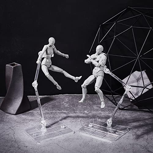 FINGERINSPIRE 8 Pcs Action Figure Stand Assembly Action Figure Display Holder Base Doll Model Support Stand for 6 inch Action Figures or Effects Clear 1/144 HG/RG Figure Model Toy