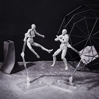 FINGERINSPIRE 8 Pcs Action Figure Stand Assembly Action Figure Display Holder Base Doll Model Support Stand for 6 inch Action Figures or Effects Clear 1/144 HG/RG Figure Model Toy