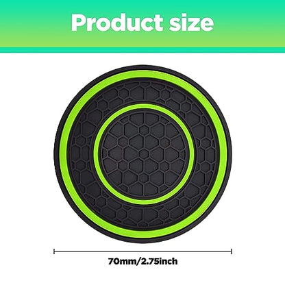 2 PCS Car Cup Holder Coaster,Car Coasters Cup Mats,2.75 Inch Universal Car Cup Coasters,Non-Slip Anti Dust Mats Cup Holder Insert Coaster, Suitable for Most Car Interior (Green) - color: Green