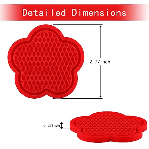 GaRhomxy Car Cup Holder Coaster, Universal Non-Slip Recessed Flower Shaped Cup Holders, Cute Car Accessories Interior for Women and Man Interior Sets 4 Pack (Red) - color: Red