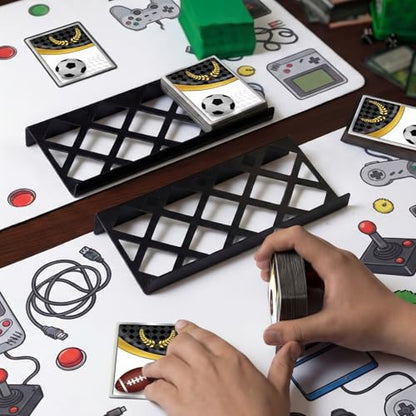 Yalikop 24 Pcs Trading Card Risers for Display Case Acrylic Modular Display Risers for Cardshow Vendor Sport Card Board Game (Hollow) - style: Hollow