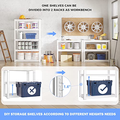 Raybee Storage Shelves, 2000LBS Garage Shelving,White Metal Shelves, 5 Tier Adjustable Heavy Duty Shelving for Pantry Kitchen Closet Basement Warehouse 16.5" D x 32" W x 63" H - size: 16.5"D x 32"W x 63"H,White