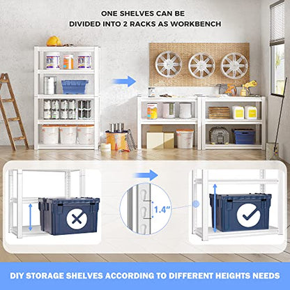 Raybee Storage Shelves, 2000LBS Garage Shelving,White Metal Shelves, 5 Tier Adjustable Heavy Duty Shelving for Pantry Kitchen Closet Basement Warehouse 16.5" D x 32" W x 63" H - size: 16.5"D x 32"W x 63"H,White