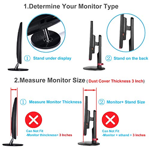 23" 24" 25" Univesal Monitor Dust Cover Scratch Resistance Nonwoven Full Body Sleeve for 23" 24" 25" Computer Monitor LED LCD Screem (Size: 24W x 18H x 3D)-Gray