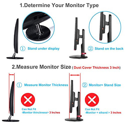 23" 24" 25" Univesal Monitor Dust Cover Scratch Resistance Nonwoven Full Body Sleeve for 23" 24" 25" Computer Monitor LED LCD Screem (Size: 24W x 18H x 3D)-Gray