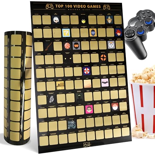 Enno Vatti Top 100 Video Games Bucket List Scratch Poster - Modern Design Scratch Off Cards - Fresh Illustrations of 100 Bucket List for Video Game Enthusiasts - Gift for Video Game Lovers - style: Top 100 Video Games