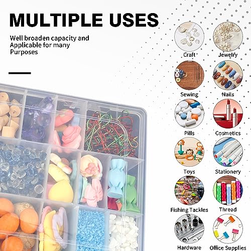 OALCQ 36 Grids 2 Pcs Bead Organizer and Storage Tackle Box for Rock Collection, Washi Tape, Small Items - Plastic Container - size: 36 grids 2 pcs