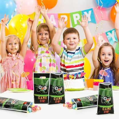 PintreeLand 40PCS Video Games Party Favor Bags, Game On Plastic Goodie Candy Treat Loot Gifts Bags for Video Game Themed Birthday Party Supplies Decoration