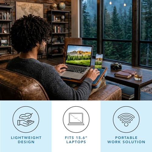 LAPGEAR Home Office Lap Desk with Device Ledge, Mouse Pad, and Phone Holder - Espresso Blue - Fits up to 15.6 Inch Laptops - Style No. 91522 - color: Espresso Blue, size: Home Office W/Device Ledge