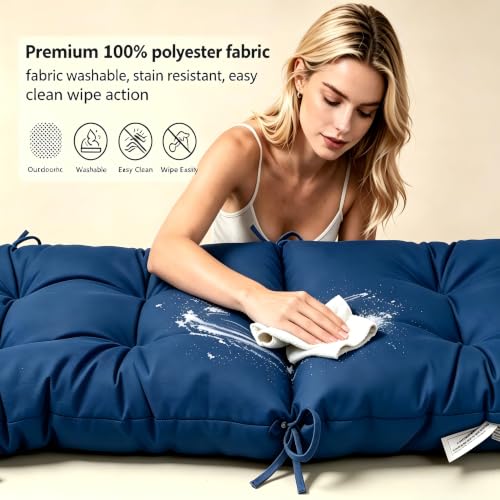QILLOWAY Outdoor Rocking Chair Cushions Set of 2, 100% Polyester Waterproof Patio Rocking Chair Cushion, High Back Weatherproof Chair Pad for Adirondack & Outdoor Furniture, Royal Blue - color: Royal Blue
