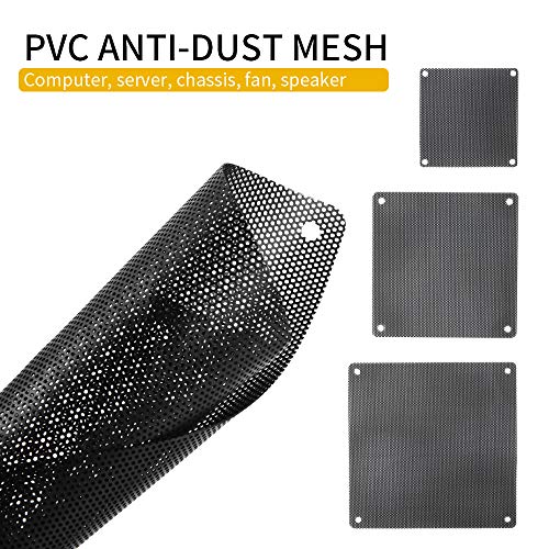 140mm Fan Filter, 10 Pack Black Computer Fan Grill Cover | 0.8mm PVC mesh blocks dust & pet hair. High airflow. Washable & reusable. Fits 140mm fans, screw mount. - size: 140x140mm