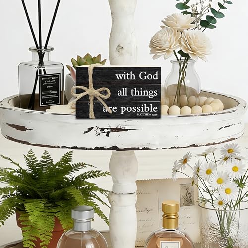 Decorative Books For Home Decor, Christian Table Faux Wood Book Stack Decor, With God All Things Are Possible Bible Stacked Book Decor, Stack Display Books For Nightstand Display, Three Pieces -C(14) - style: with god -01