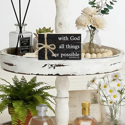 Decorative Books For Home Decor, Christian Table Faux Wood Book Stack Decor, With God All Things Are Possible Bible Stacked Book Decor, Stack Display Books For Nightstand Display, Three Pieces -C(14) - style: with god -01
