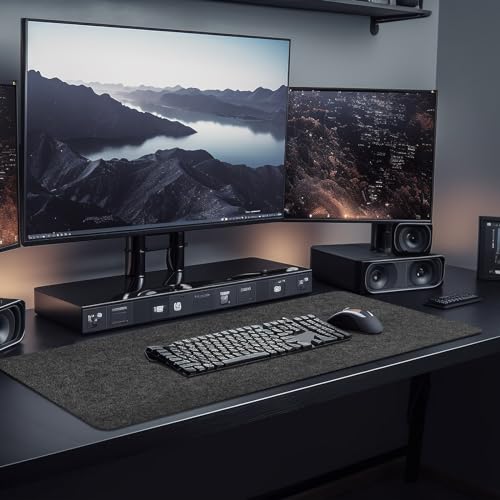 2 PCS Large Felt Desk mat, 40''x16'' with Non-Slip Full Desk Mouse Pad,Office Computer Desk for Keyboard Mat,Felt Desk Mat for Desk Pad Protector（100x40cm） - color: 2 Pcs Dark Gray