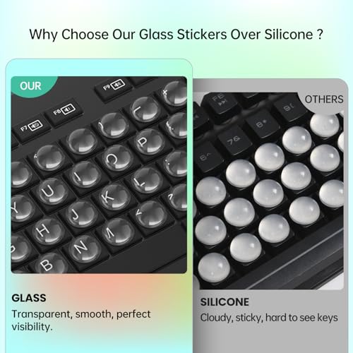 110PCS Glass Keyboard Stickers for Long Nails, Ultra Clear Raised Keyboard Cover with Transparent Adhesive, Reusable Nail Art Typing Glass Sticker for Laptop, PC, Desktop