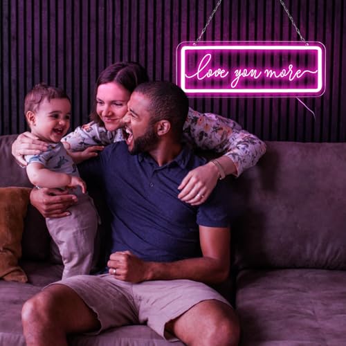 Love You More Neon Sign，LED Neon Lights For Wall Decor，Love Light Up Night Light For Bedroom Wedding Birthday Party Decoration Couple Lovers Valentine's Day Gift - style: love you more