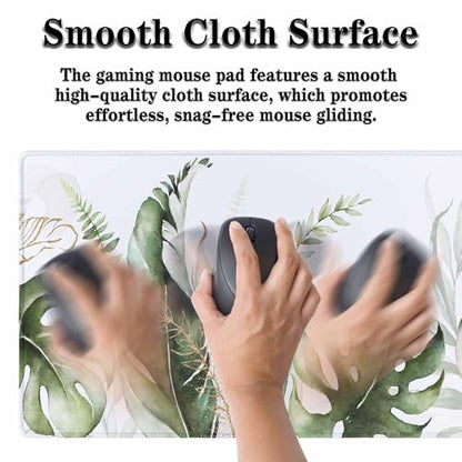 Tropical Leaf Palm Mouse Pad Botanicals Monstera Summer Keyboard Mat Large Gaming Mousepad for Desk,Office,Bed 35.4"X15.7" - color: Tropical Leaf Palm