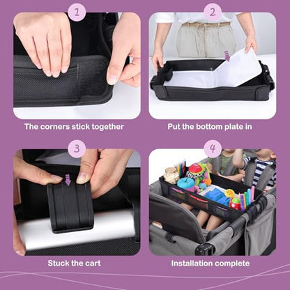 Babenest Stroller Snack Tray for Wonderfold Wagon W4, Foldable Thickened Snack Tray with Cup Holder, Storage Mesh Bag & Pen Slot, Easy to Clean Snack Board for Drawing - size: W4