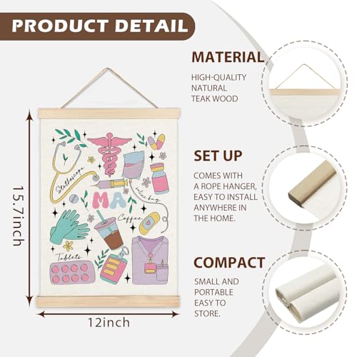 LZYRF MA Medical Assistant Wall Decor, Medical Office Decor, MA Nurse Doctor Gifts Canvas Prints Wall Decor for Nursing Room Office School Hospital, 12x16 Inch - color: medical supplies, size: 16"L x 12"W