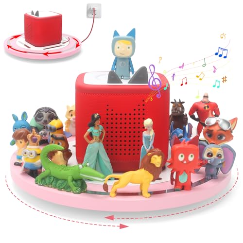 360° Round Turntable for ToniesBox 2 Storage Shelf Magnetic Organizer for Tonies Figures, with Charging Cable Connection Port, Display Collection for 20~30 Tonies Characters - Pink - color: Pink, size: for Toniebox 2