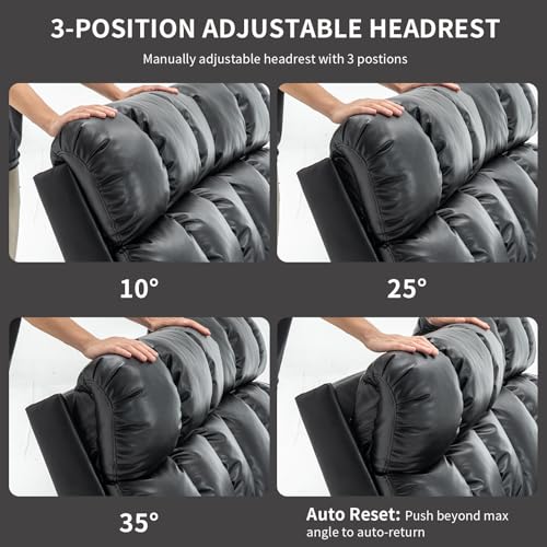 Loveseat Recliner Sofa with Massage & Heat, Wall Hugger Reclining Love seat with Adjustable Headrest, RV Double Recliner Couch with Cup Holders, Side Pockets, Home Theater Seating, Black - color: Black, size: Loveseat