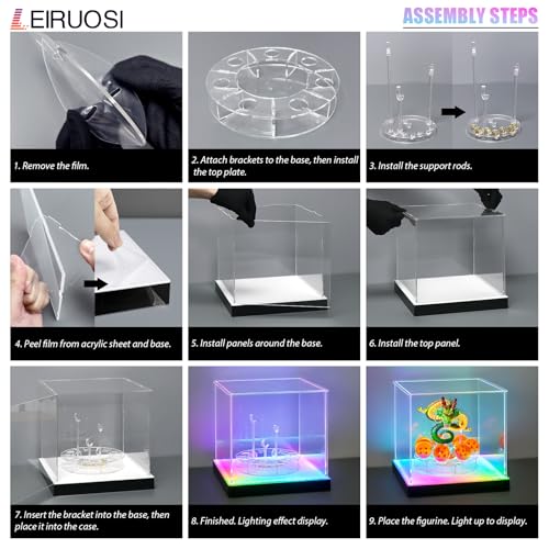 Shenron Clear Acrylic Display Case, LED Display Box Cases for Dragon Shenlong Statue, Dragon Balls & Figure with Holder Stand, Dustproof Protective Showcase - Kids Birthday Christmas - size: Dragon Display Case 9.25x9.06x9.25in