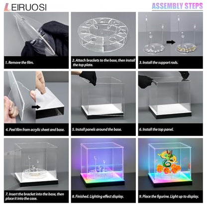 Shenron Clear Acrylic Display Case, LED Display Box Cases for Dragon Shenlong Statue, Dragon Balls & Figure with Holder Stand, Dustproof Protective Showcase - Kids Birthday Christmas - size: Dragon Display Case 9.25x9.06x9.25in