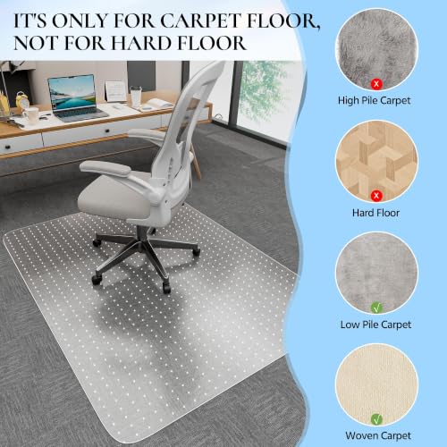 Office Chair Mat, 46" x 60" Transparent Desk Chair Mat for Low Pile Carpeted Floor, Easy Glide Carpet Floor Protector Mat for Home and Office - color: Spiked Transparent, size: 46" x 60" Rectangular