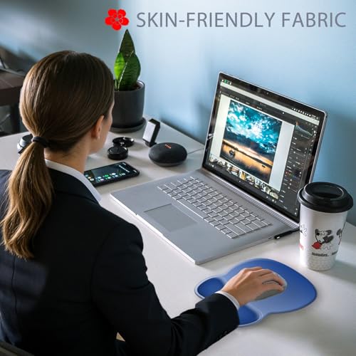 Ergonomic Mouse Pad with Wrist Rest, Comfortable Gel Concave Mouse Pad with Non-Slip Base, Pain Relief Mouse Pads with Smooth Wrist Support for Office & Home (Gradient Blue) - color: Gradient Blue