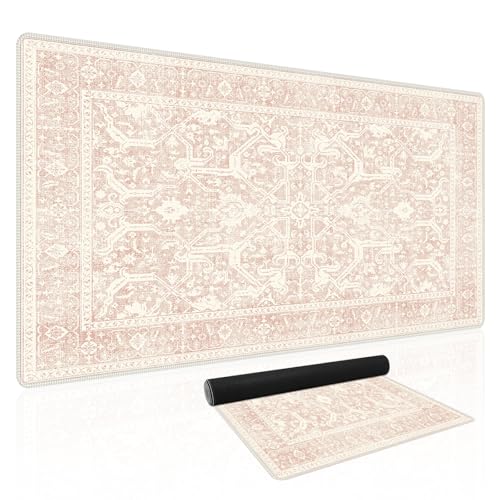 Baziabbo Pink Desk Mat,XXL Extended Large Mouse Pad,Gaming Mousepad with Stitched Edge,Non-Slip Rubber Base Keyboard Desk Pad for Home Office Study Game (D-Pink) - color: D-pink