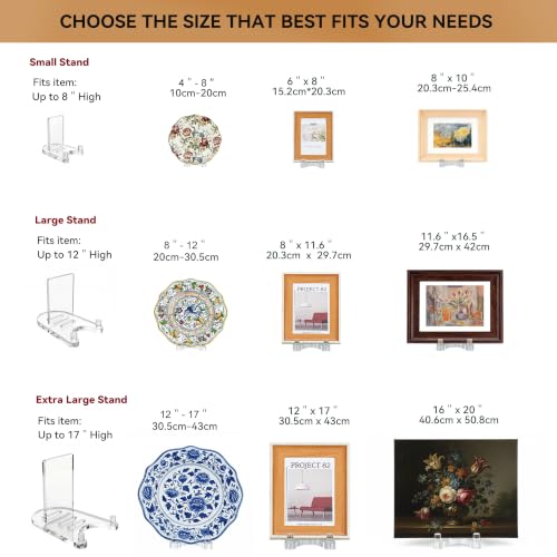 2 Pack Acrylic Easel Display，Plate Stands for Display，Adjustable Clear Display Holder for 8" to 12" Platter, Book, Card, Frame, Picture, Artwork, Plaque - size: Large - 2pack（8“-12”）