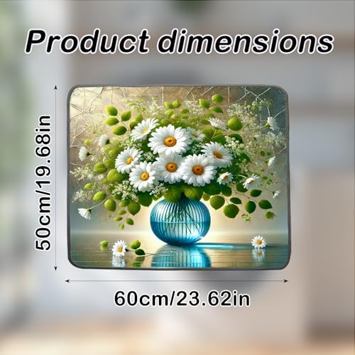 Nuxovilar Daisy Bouquet Dryer Cover for the Top, Non-slip Washer & Dryer Protector, 23.62"x19.68" Dust-proof Washing Machine Mat, Diatom Mud Polyester Top Pad for Laundry Room - color: YYE00283-B