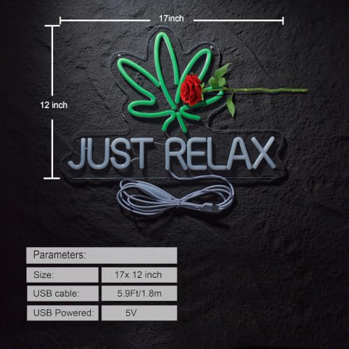 Roouneon Neon Sign Just Relax LED Neon Lights Signs for Wall Decor,Bedroom,Game Room, Party, Bar Decor,Powered by USB with Dimmable Switch - color: Yellow