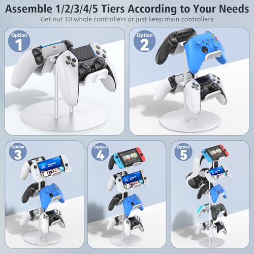 Kytok Gamer Gifts, Headset Stand 5 Tiers with Cable Organizer, Controller Stand Compatible with PS5/Xbox/Nintendo Switch/PS Portal/PS4, Headset Holder & Controller Holder for 10 Packs Controller - size: 5 tiers+white