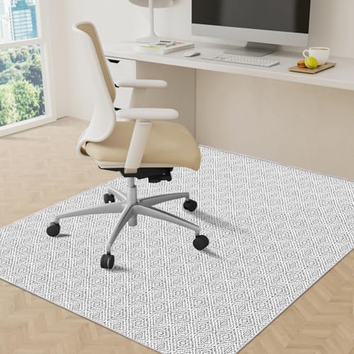 KMAT Office Chair Mat, 46x60in Heavy Duty Hardwood/Tile Floor Protector, Computer Desk Mat for Rolling Chairs, Work, Study, Office, White - color: White, size: 46"x60"