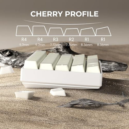 GMKWTL XVX White Jade Keycaps, Double Shot PBT Keycap Set with Cherry Profile, 121-Keys Translucent Keyboard Keycaps Compatibility with ANSI Layout MX Switches Mechanical Keyboard - color: White