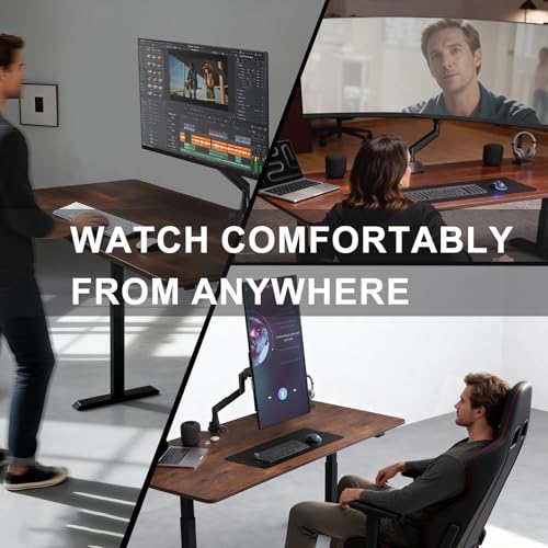 WALI Heavy Duty Single Monitor Arm for 17-49 Inch Flat Curved Ultrawide Screens, up to 33 Lbs, Adjustable Single Monitor Desk Mount for Home Office Gaming, VESA 75/100mm (GSM001XLN), Black - size: 17" to 49"