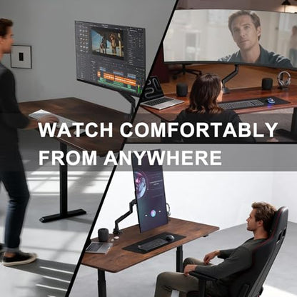 WALI Heavy Duty Single Monitor Arm for 17-49 Inch Flat Curved Ultrawide Screens, up to 33 Lbs, Adjustable Single Monitor Desk Mount for Home Office Gaming, VESA 75/100mm (GSM001XLN), Black - size: 17" to 49"
