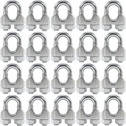 20PCS 1/8 Inches M3 Stainless Steel Wire Rope Cable Clip Clamp - size: M3 Clips-20PCS